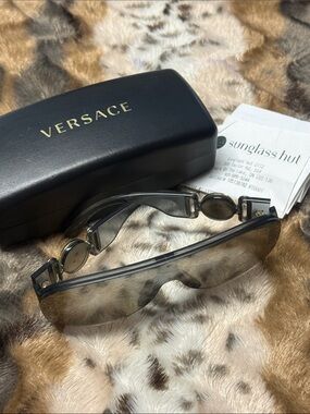 Versace Men's Shield Sunglasses in Gray Smoke